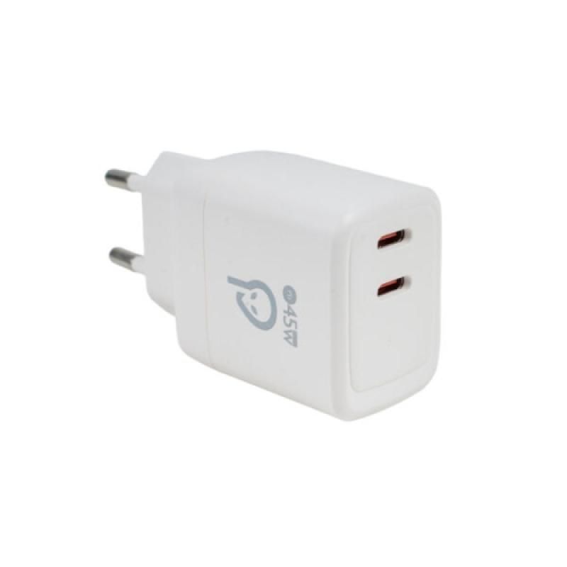 ALIMENTATOR retea SPACER Power Delivery, GaN, 2 x USB Type-C PD (max 45W)  SPAR-TYPECQ-03  (timbru verde 0.18 lei)