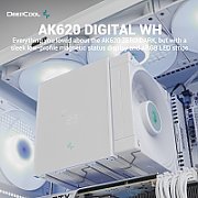 COOLER DeepCool  AK620 DIGITAL SE WH , combatibil skt. Intel si AMD, racire cu aer, ventilator 120mm, 500 - 1850 rpm, 6x6 mm heatpipes, inaltime 157mm, alb  R-AK620-WHADMN-GJD   (timbru verde 0.8 lei)