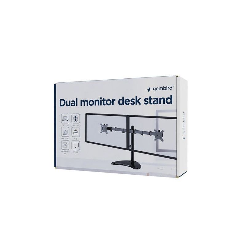 Gembird MS-D2ST-02 Monitor desk stand (rotate  tilt  swivel)  13”-32”  black