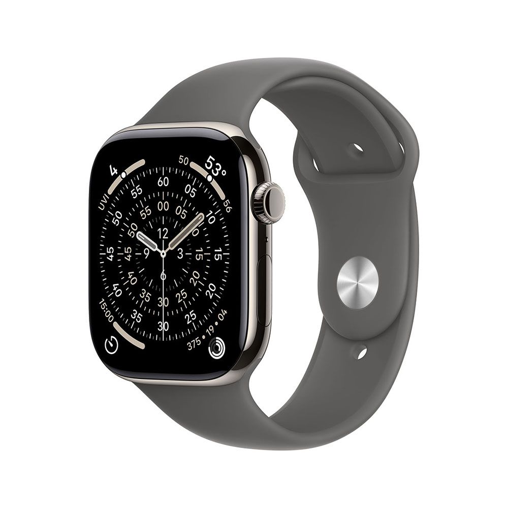 Apple Watch S11 Cellular 42mm Natural Titanium Case with Stone Grey Sport Band - S/M