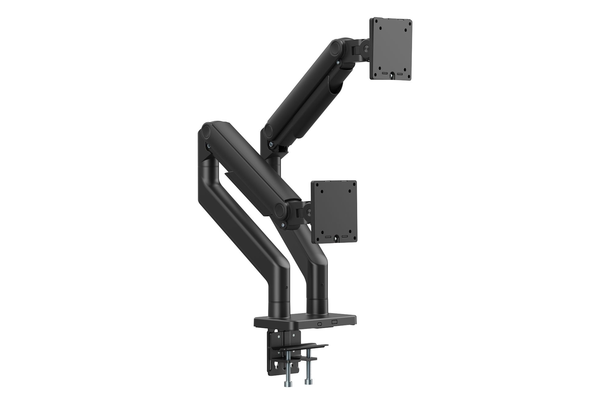 Braț dublu de birou cu clemă și arc mecanic 2x LCD max. 45  2x 20 kg, VESA: 75x75, 100 x100, negru