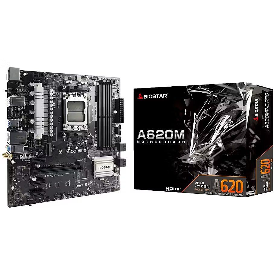 Placa de baza Biostar  A620MPE PRO , skt. AM5, chipset AMD A620, mATX, 4 x DDR5 max. 256 GB, USB 3.2 gen 1, USB 3.2 gen 2 Type-C, 4 x SATA, 2 x M.2, PCIe 4.0, HDMI, DisplayPort,  A620MPE PRO