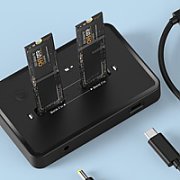 Gembird DD2-U3M2 Desktop dual drive USB Type-C M.2 NVME (and SATA) SSD docking station  black