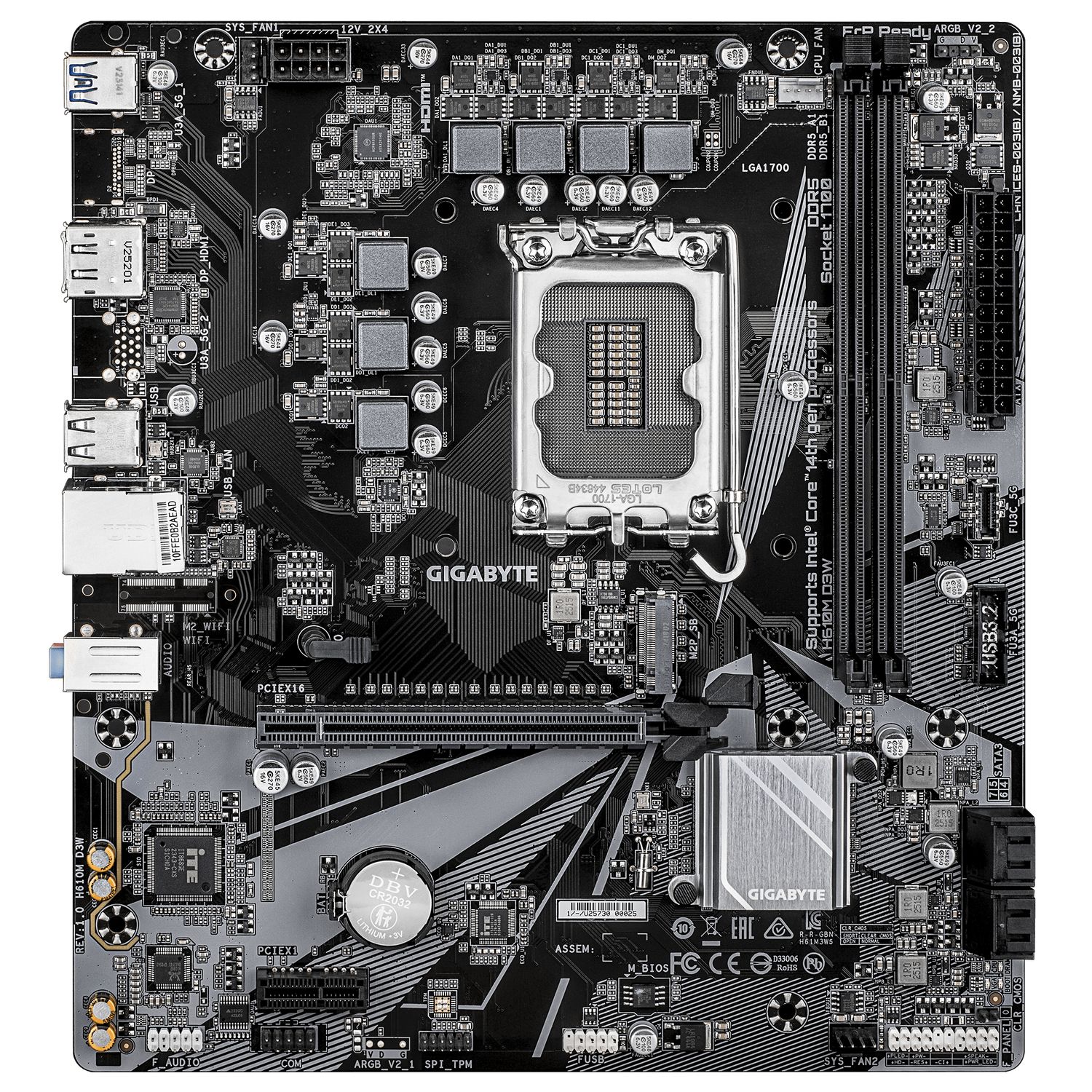 H610M D3W, DDR5, LGA1700, mATX, Negru