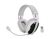 Casti wireless Fury Fukiya F6, interfata USB-C, sunet stereo, frecventa raspusn 20 - 20000 Hz, timp de utilizare 40 h, iluminare, alb