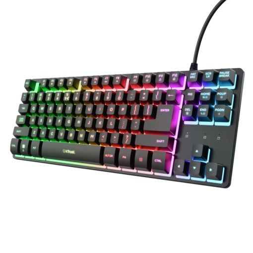 Tastatura Trust cu fir GXT833W Thado TKL, numar butoane 87, interfata USB 2.0, conector USB-A male, compatibila cu PS4, Xbox One, Nintendo Switch, PS5, alb