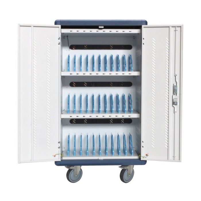 Techly I-CABINET-30DUTY cărucioare și dulapuri pentru administrarea dispozitivelor portabile Cărucior organizare dispozitive portabile Alb, Albastru