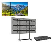 Solutie VideoWall cu baza mobila Vogel's 3x3, 9 x Display-uri SMART Signage LG 55VL5PJ - Bezel 3.5mm edge to edge