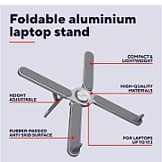 Stand laptop Trust Macy Foldable, ajustabil pe inaltime: 7 trepte, , dimensiune maxima laptop 17 , greutate maxima suportata 20kg, material aluminiu