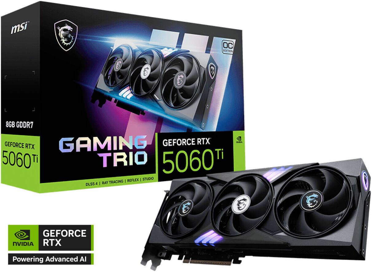 Placa video MSI GeForce RTX 5060 Ti GAMING TRIO OC 8 GB GDDR7 128 bit