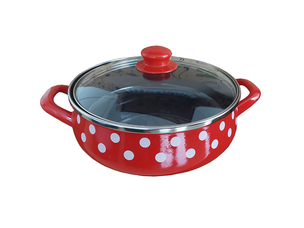 Oala cu doua manere capac sticla 4l Tufne Metalac email/24cm/4l