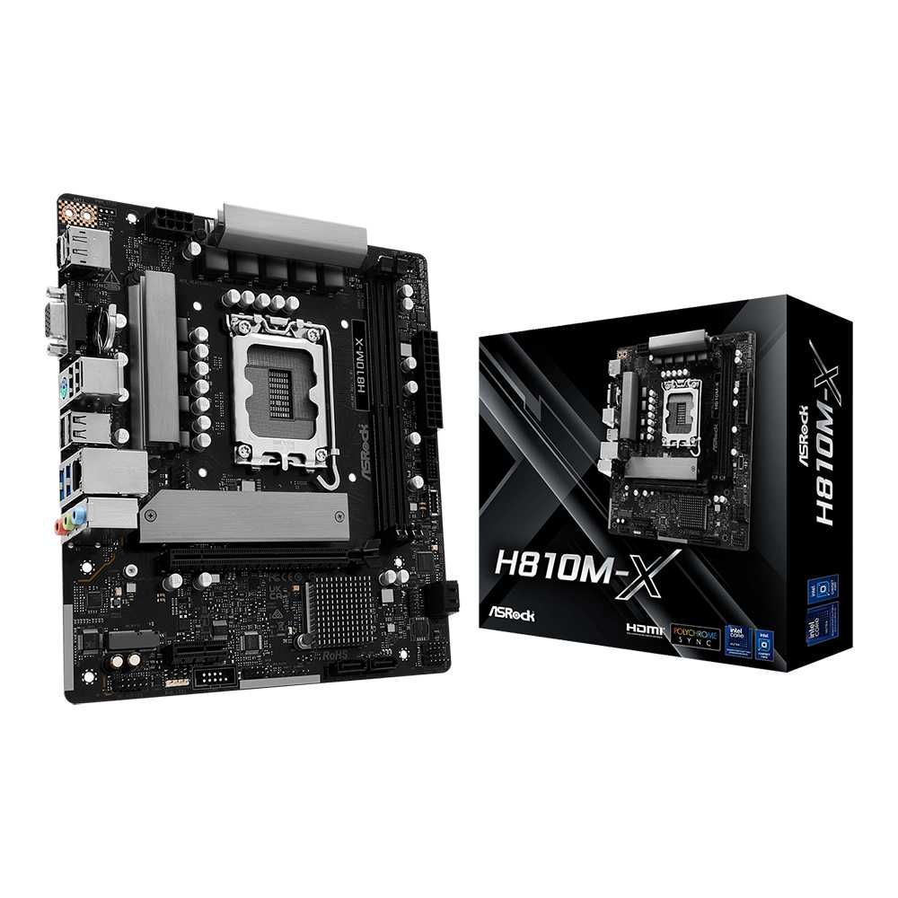 Placa de baza ASRock H810M-X, socket 1851, 2x DDR5 UDIMM, 4x SATA, 1x NVMe, 9x USB-A, mATX