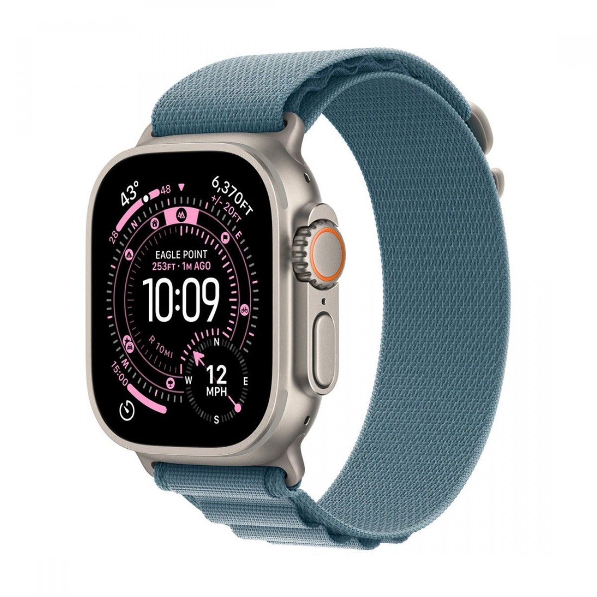 Apple Watch Ultra 3 GPS + Cellular 49mm Natural Titanium Case with Light Blue Alpine Loop - Small