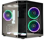 CARCASA  SPACER - gaming, Mini Tower, mATX,  AQUARIUM , fara sursa, sticla securizata, 3 x ARGB fan, HUB, telecomanda, USB 3.0 x 1, USB Type-C x 1, HD-Audio, Jack 3.5mm x 1, PSU shroud, black  SPCS-GC-AQUARIUM-BK-3F