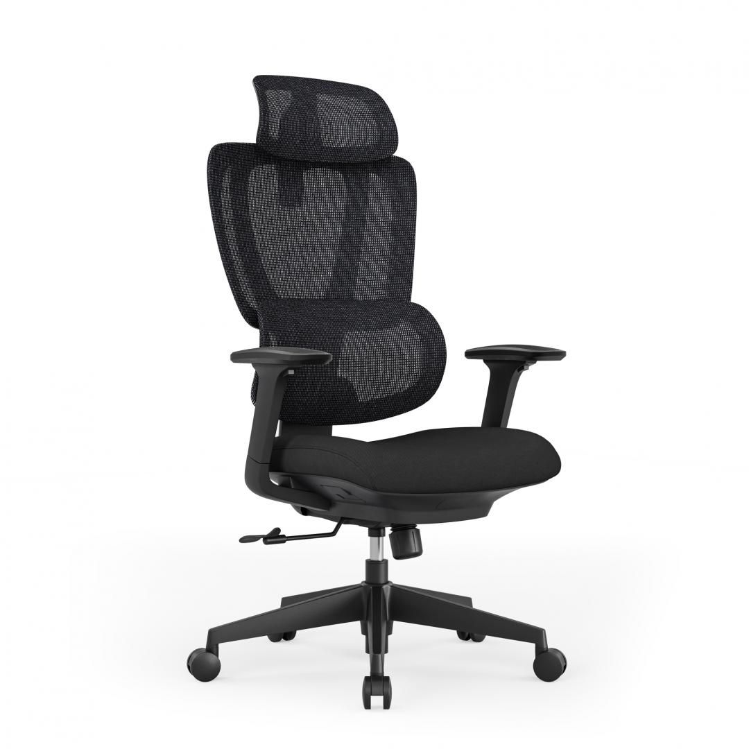 Scaun birou Serioux Aeromesh, Dimensiuni (LxAxÎ): 68,5x67x111-119cm, Capacitate greutate: 150 kg, Material suprafață: Material plasă, Material cadru: Fibră de sticlă de înaltă rezistență, Tip cotieră: Cotieră 3D, Tip pârghie pneumatică: Sistem de ridicare pe gaz clasa 3 de 85 mm