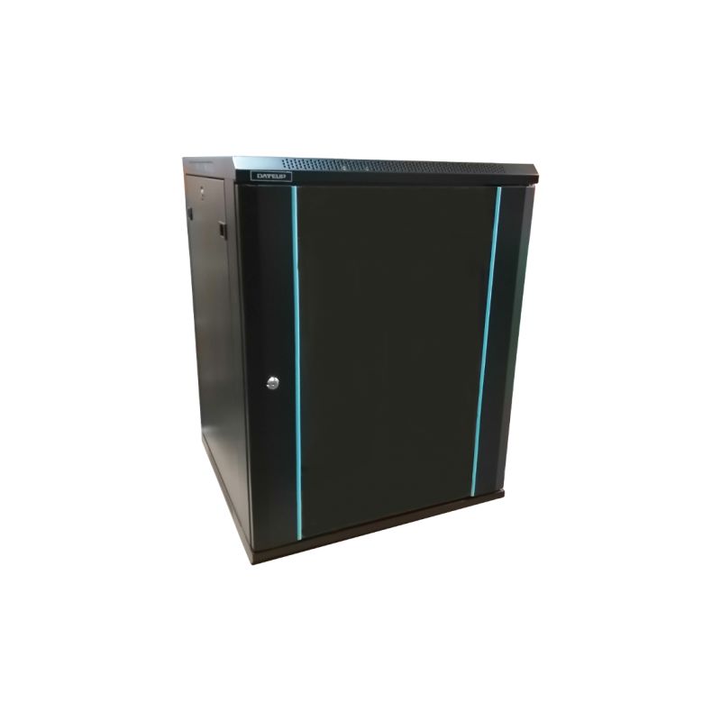 Rack 18U 600x600, montare pe perete, usa din sticla, panouri laterale detasabile si securizate, asamblat, culoare negru RAL 9004, DATEUP