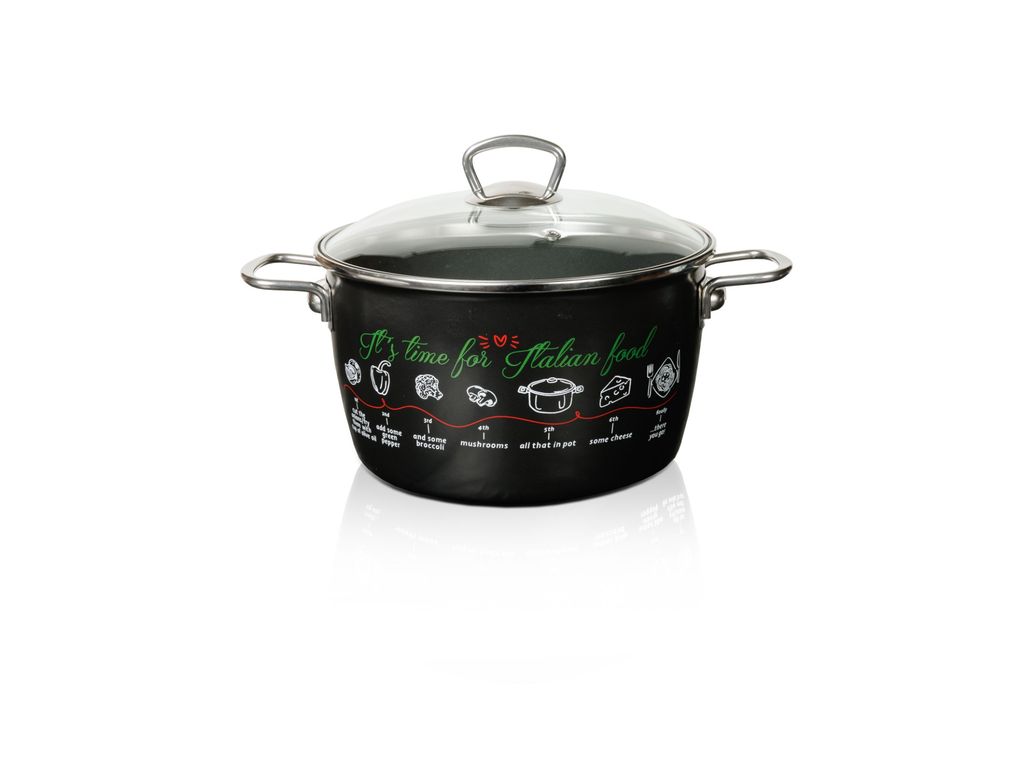 Oala 6l cu capac din sticla Italian Food Metalacemail/24cm/6l