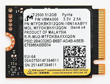 SSD Micron 2500 512 GB PCIe 4.0 x4 M.2 2230