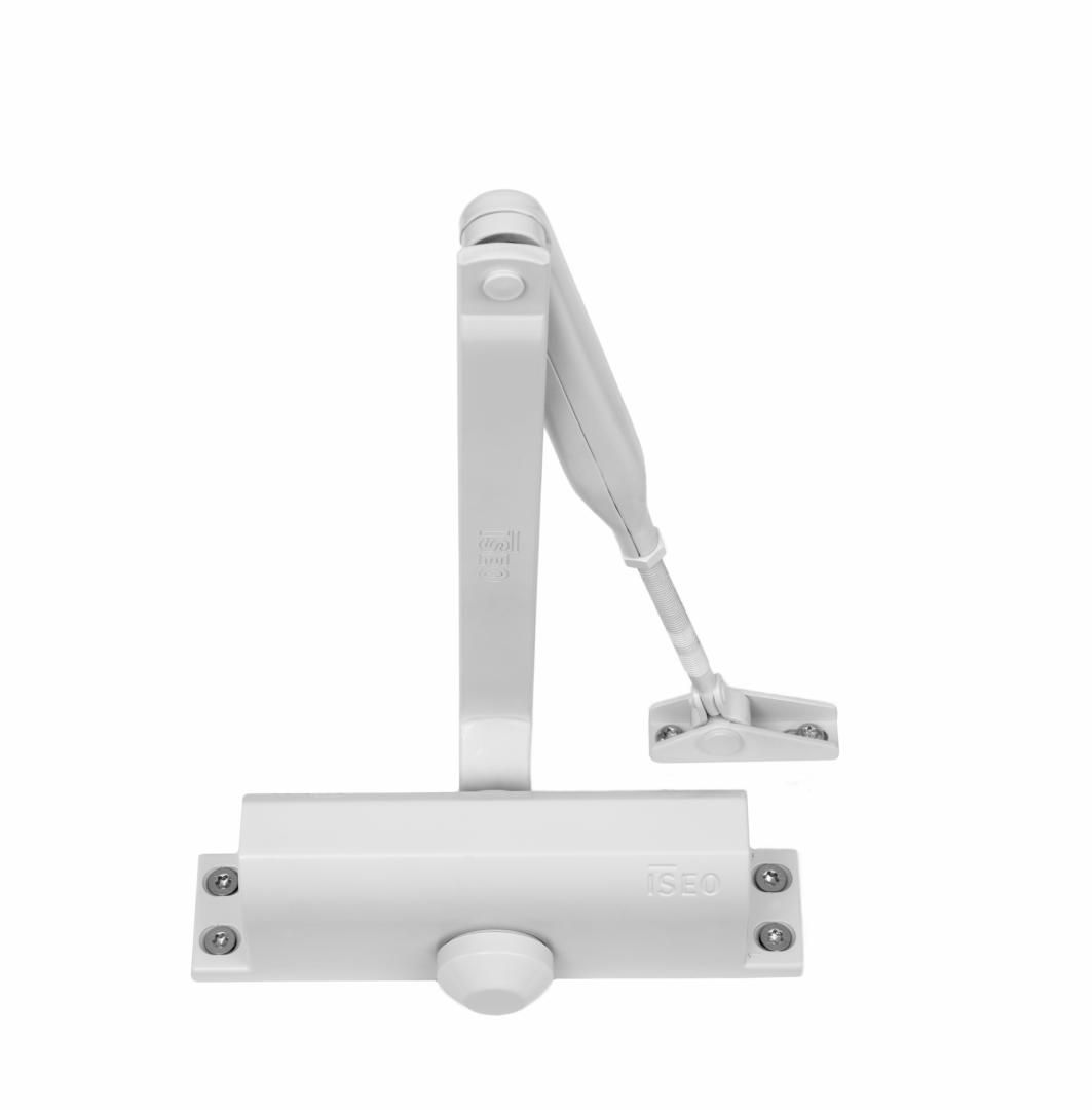 AMORTIZOR HIDRAULIC DE USA ISEO ALB 37L100004 Forță de inchidere: EN 2/3/4 selectabila pentru usi cu latimea de până la 1.100 mm (forta fixa EN 3 în configurație cu brațe paralele pentru uși cu lățimea de până la 950 mm) Dimensiune selectabila prin modificarea pozitiei corpului fata de balamale și