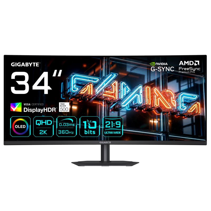 Monitor Consumer GIGABYTE MO34WQC36, 34 , 3440 x 1440 pixeli, Black