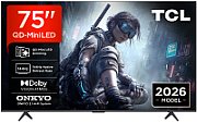 Televizor TCL QD-MiniLED 75T8D, 189 cm, Smart Google TV, 4K Ultra HD, 144Hz, Onkyo