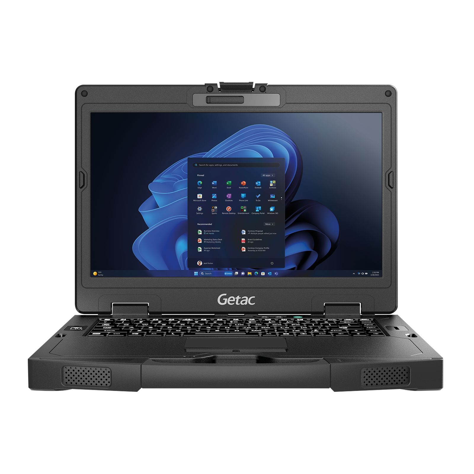 Getac S410G5 rugged 14  notebook with touchscreen, Intel Core i5 4.6GHz, 16GB RAM, 256GB SSD, Windows 11 Pro, MIL-STD 810H, IP53, Wi-Fi 6E, Thunderbolt 4, bright 1000 cd display, QWERTZ backlight keyboard.