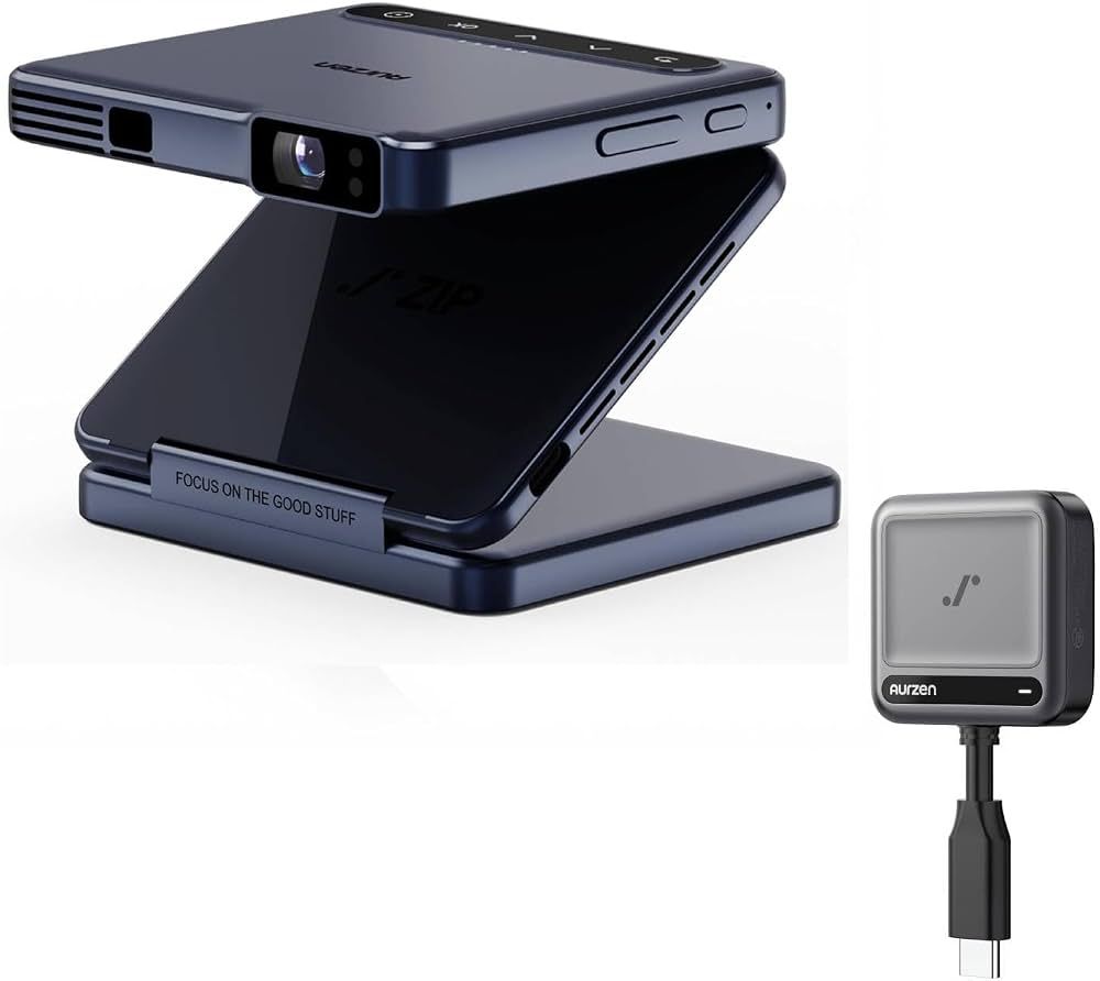 Videoproiector Aurzen ZIP Projector, 1920 x 1080 pixeli, 16:9, 200 lm, LED, 30000 h, Wi-Fi, Negru
