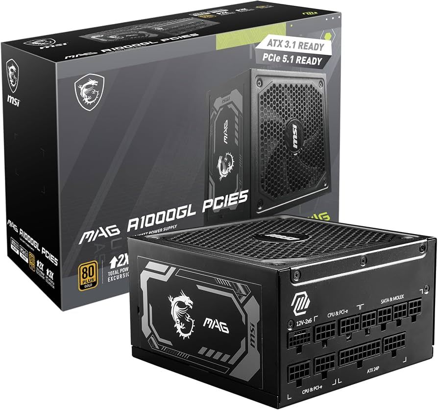 MAG A1000GL PCIE5 II, 1000W, 80 PLUS Gold, Full Modulara,  Negru