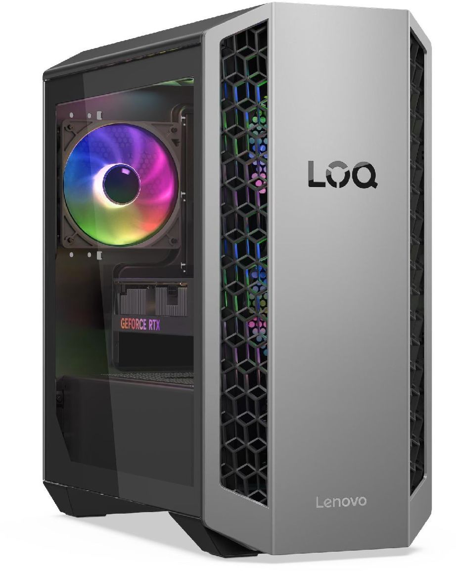 Desktop PC Lenovo LOQ 26ADR10 Tower, AMD Ryzen 9 8945HX (8 C / 16 T, 2.4 GHz - 5.2 GHz, 16 MB cache, 55 W), 16 GB DDR5, 1 TB SSD, Fara unitate optica, NVIDIA GeForce RTX 5070 Nespecificat, Nespecificat, Windows 11 Home
