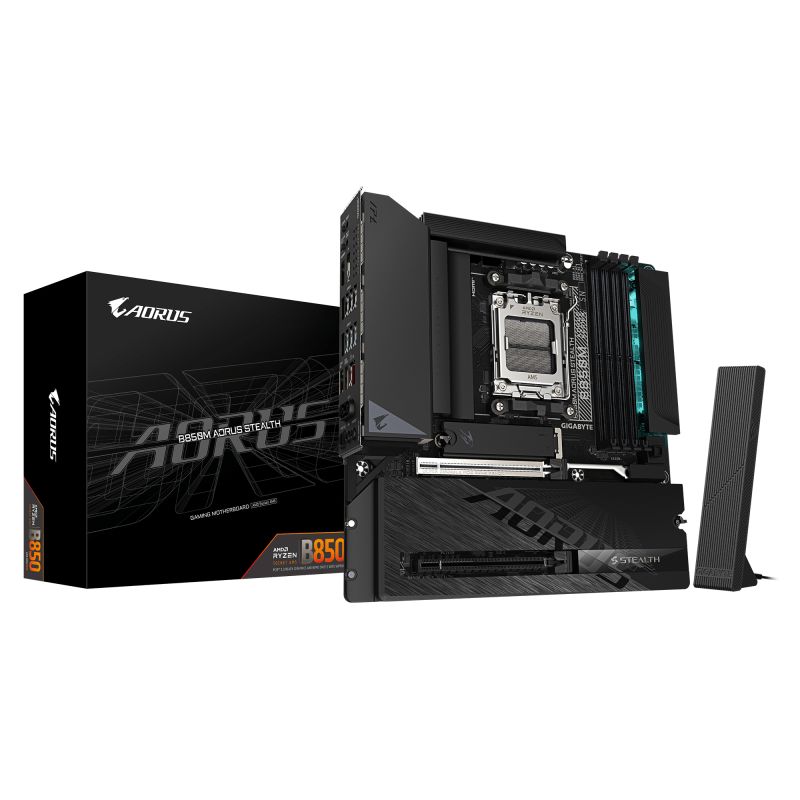 Placa de baza GIGABYTE B850M AORUS STEALTH, socket AM5, 4x DDR5 UDIMM, 4x SATA, 2x NVMe, 11x USB-A, 2x USB-C, mATX