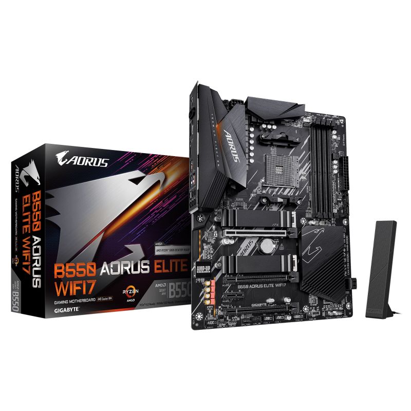 Placa de baza GIGABYTE B550 AORUS ELITE WIFI7, socket AM4, 4x DDR4 UDIMM, 4x SATA, 2x NVMe, 11x USB-A, ATX