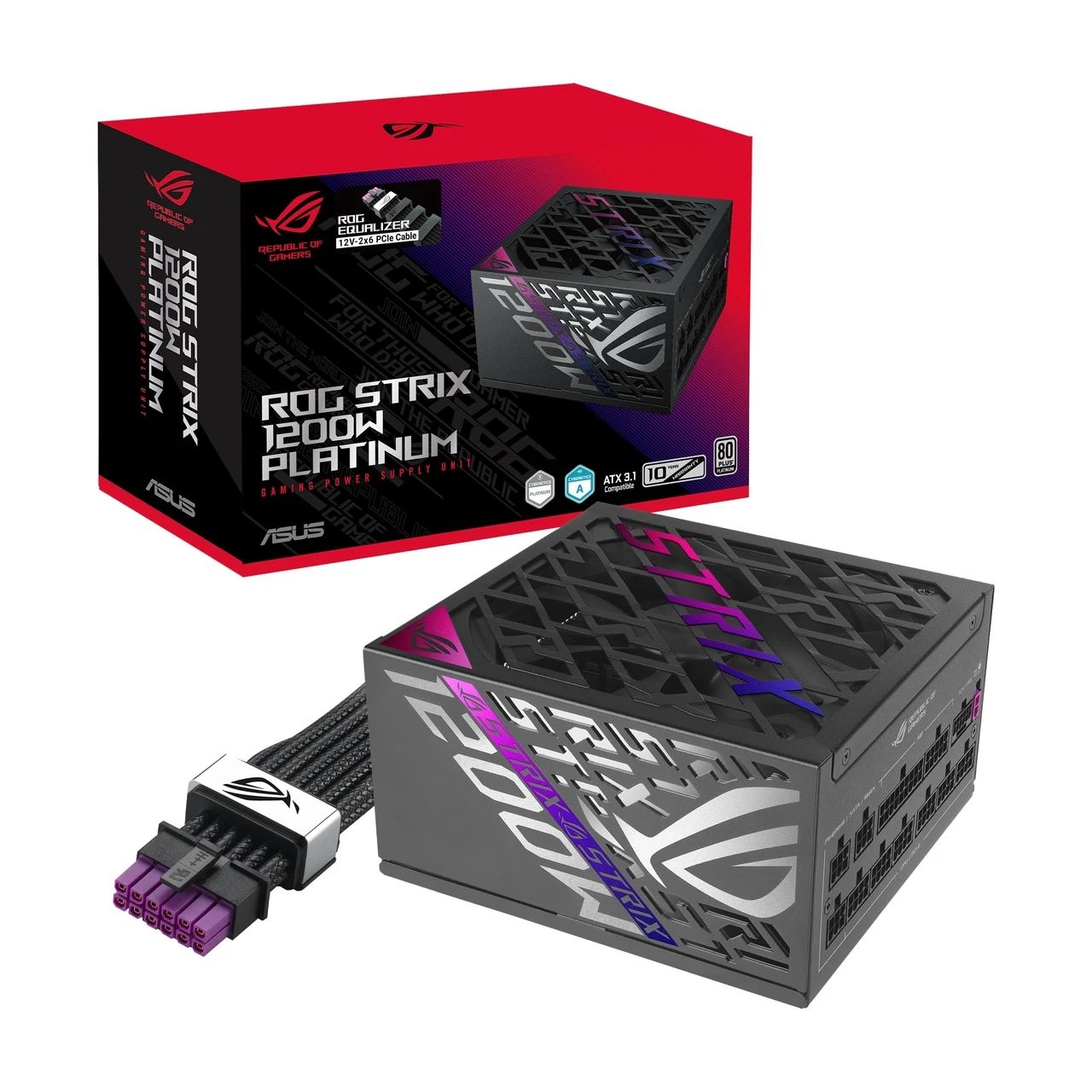 ROG Strix 1200W Platinum (ROG Equalizer), ATX 3.1, Full Modulara, GaN MOSFET, Negru, 90YE00W6-B0NA00